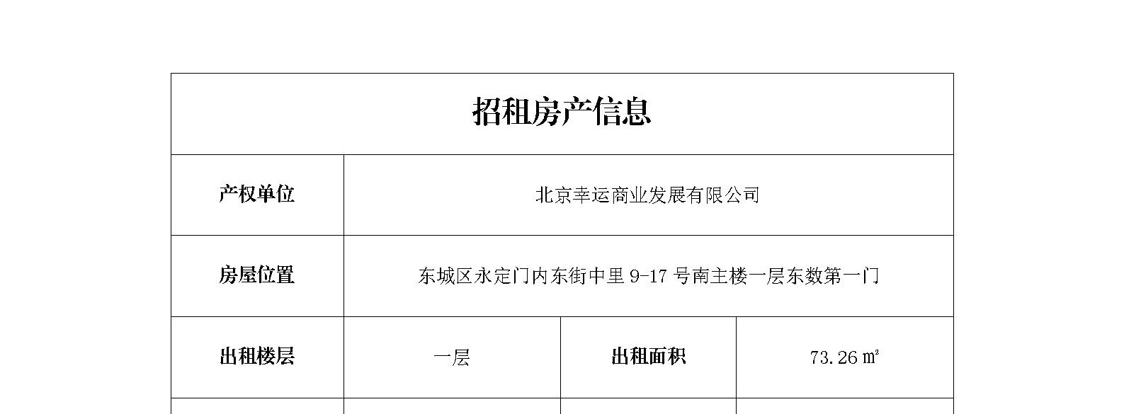 永定门内东街中里9-17号一层底商招商信息